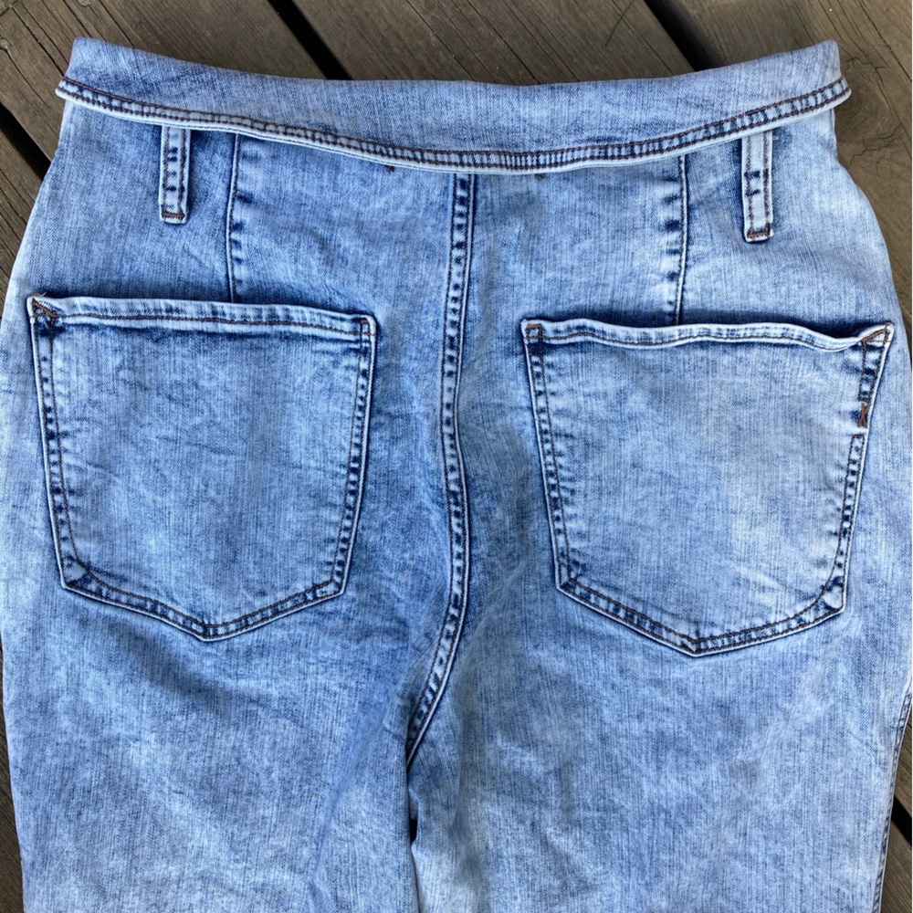 VINTAGE Jeans EXPRESS Boho Retro SUPER HIGH WAIST TAPERED Acid Wash Blue Size 10 - Picture 10 of 11